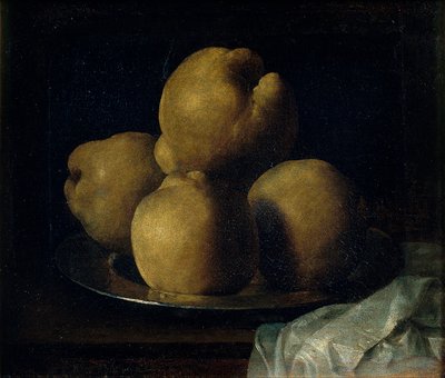 Nature morte aux coings - カリンの皿のある静物画 - Zurbaran, Francisco, de (1598-1664) - Between 1633 and 1664 - 油彩・カンヴァス - 35x40,5 - カタルーニャ美術館（バルセロナ）。 作： Francisco de Zurbaran