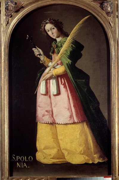 聖アポロン（またはアポロニア）の足元の肖像 フランシスコ・デ・ズルバラン（1598-1664）の絵画 17世紀 日1.34×0.67メートル 作： Francisco de Zurbaran