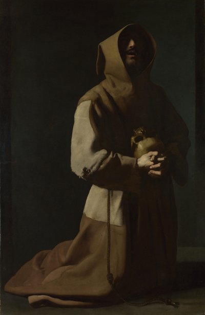 瞑想中の聖フランシス、1635-1640 作： Francisco de Zurbaran