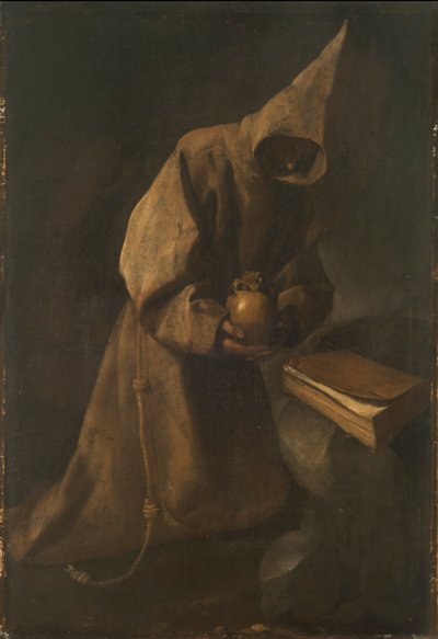 瞑想する聖フランシスコ 作： Francisco de Zurbaran