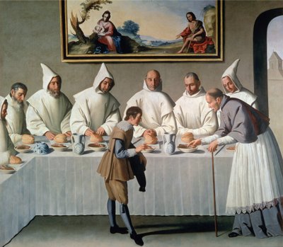 カルトゥーシアンの食堂にあるクリュニーの聖ヒュー（1024〜1109年）、1633年 作： Francisco de Zurbaran