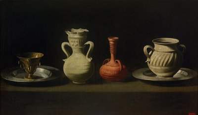 4つの容器のある静物 作： Francisco de Zurbaran