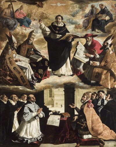 聖トーマスアクィナスの神格化、1631年頃。 作： Francisco de Zurbaran