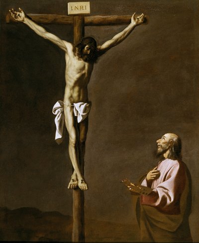 画家との十字架につけられたキリスト、c.1650（キャンバスに油彩） 作： Francisco de Zurbaran