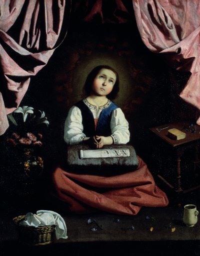 若いバージン、c1632-33 作： Francisco de Zurbaran