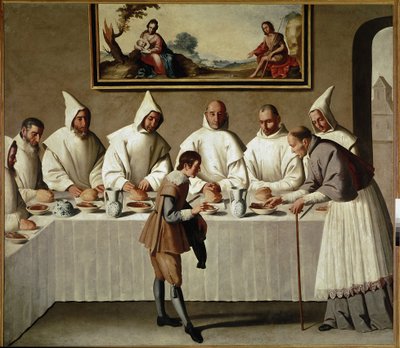 カルトゥジオ会のレフェクトリーにおける聖ヒューの奇跡（油彩・キャンバス 作： Francisco de Zurbaran