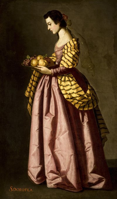 聖ドロシー、c。 1640年。 作： Francisco de Zurbaran