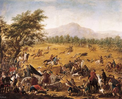 ハンティング」1780年頃（油彩・キャンバス 作： Francisco de la Traverse