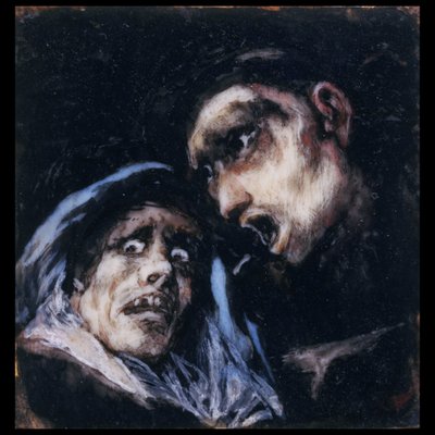 老婦人と話す僧 作： Francisco de Goya
