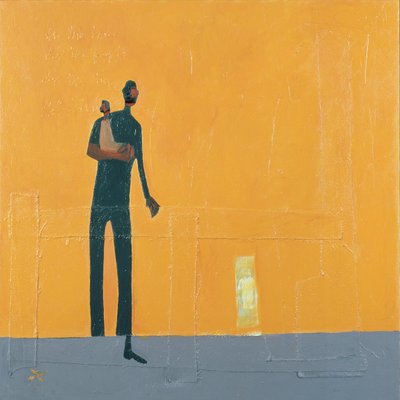 父と子（ミクストメディア、キャンバス） 作： Francks Deceus