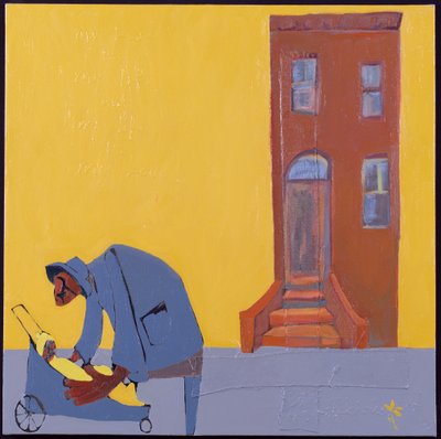 母と子、2001年（ミクストメディア、キャンバス） 作： Francks Deceus