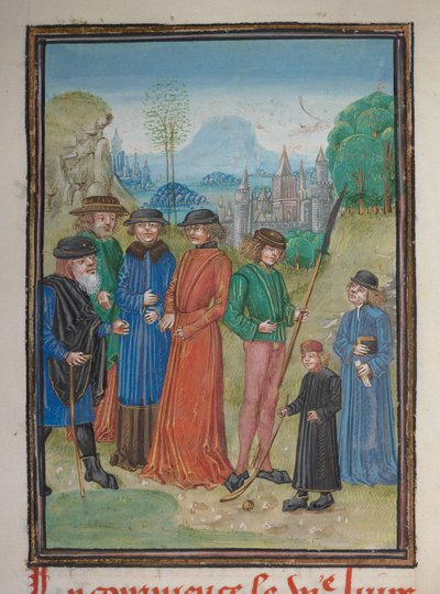 人間の 7 つの時代のミニチュアの詳細 作： Franco Flemish School