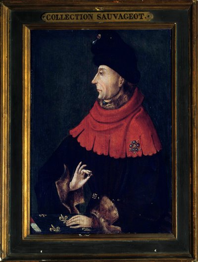 ブルゴーニュ公ジャンの肖像（1371-1419） ブルゴーニュ派の絵画。15世紀初頭の作品。日 0,29x0,21 m 作： Franco Burgundian