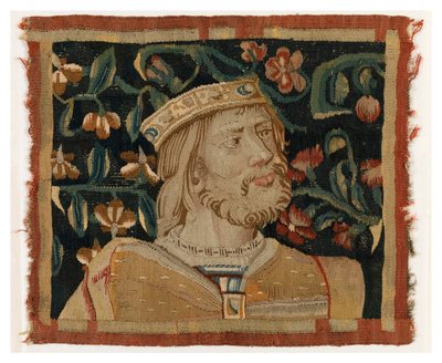 王の頭部を描いたタペストリーの断片、15世紀後半（ウール＆シルク） 作： Franco-Flemish School
