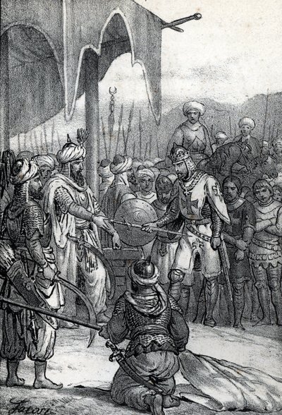 第 7 回十字軍: ルイ 9 世は 1250 年 4 月 6 日のファリスクールの戦いで捕虜になった (第 7 回十字軍: 1250 年 4 月 6 日のファリスクールの戦いで国王ルイ 9 世が捕虜になった) 作： Franco Mistrali