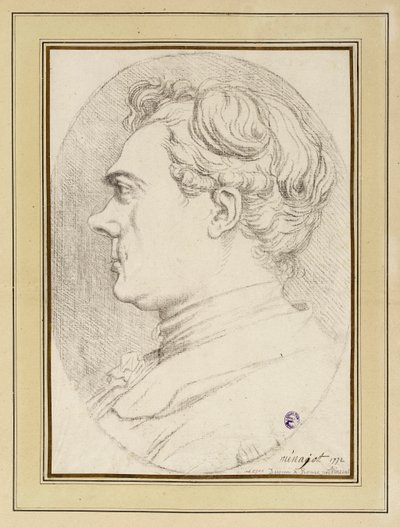 画家メナジョの風刺肖像、ローマ 1772 作： François-André Vincent