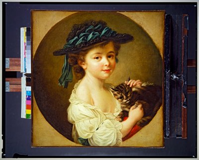 猫を連れた少女 作： Francois Hubert Drouais