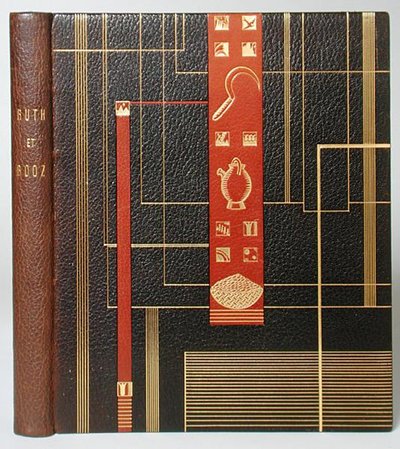J.C.マルドゥス訳、E.ポアンシン装飾、1930年発行の「ルースとブーズ」の装丁（モロッコ革） 作： Francois Louis (after) Schmied