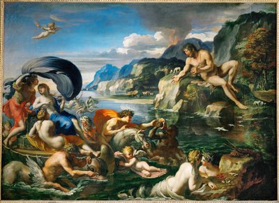 アシスとガラテアはポリュペムスの前に隠れている。 作： Francois (1590-1650) (after) Perrier