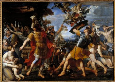ハーピーと戦うイーニーとその仲間たち フランソワ・ペリエ（1590-1650）の絵 1646年 日1,55x2,18 m 作： Francois Perrier