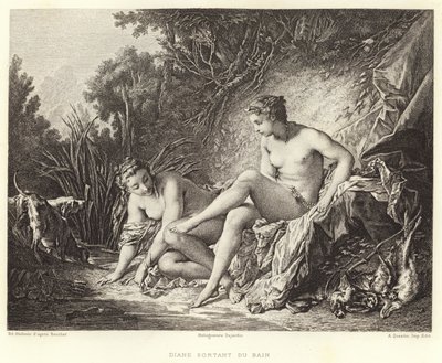 浴場を出るダイアン（彫刻 作： Francois (after) Boucher