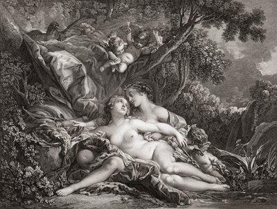 木星とカリスト(プリント） 作： Francois (after) Boucher