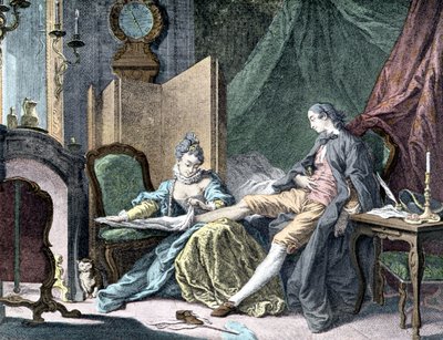 La Courtesan amoureuse:女が男の下半身を脱がせるシーン（apの刻印ブッチャー 作： Francois (after) Boucher