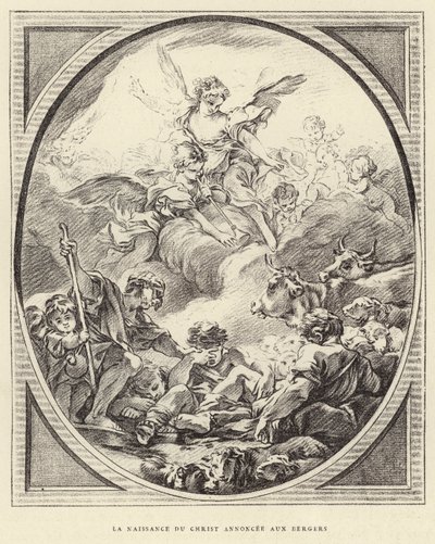 羊飼いたちに告げられたキリストの誕生（エングレーヴィング 作： Francois (after) Boucher