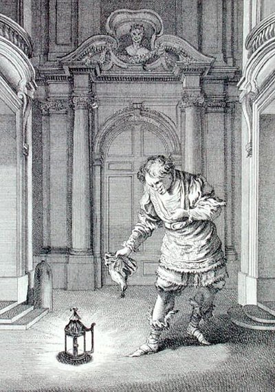 モリエール(1622-73)作「アンフィトリオン」の一場面、ローラン・カーズ(エングレービング) 作： Francois (after) Boucher