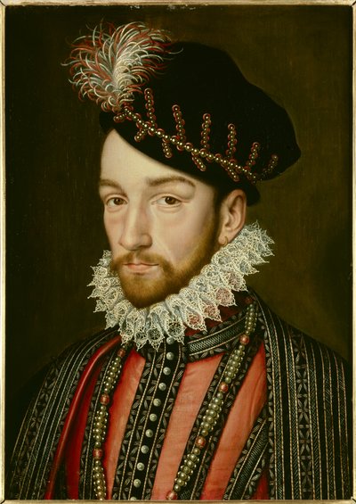 シャルル9世（1550年〜1574年）の肖像。フランソワ・クルエ（1515-1572）の絵 作： Francois (after) Clouet