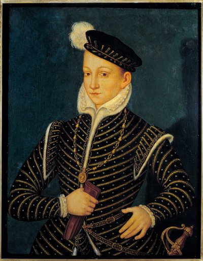 フランス王シャルル9世（1550-1574）の肖像。フランソワ・クルエ（1515-1572）の作品とされています。 作： Francois (attr. to) Clouet
