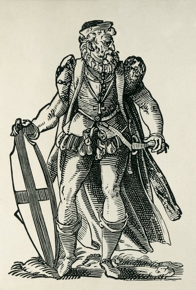 チュートニック騎士団の騎士。フランソワ・モディウスとヨスト・アンマンによる「Cleri totius Romanae subiecti Ecclesiae」のイラスト。フランクフルト。1585.キシログラフィ。フランス.イル＝ド＝フランス.パリ国立図書館 作： Francois & Amman Jost (1539 91) Modius