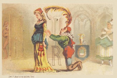 R (女性と彼の膝の上の従者によって示された手紙) 作： Francois Antoine Appel