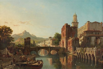 スペインの街並み（キャンバスに油彩） 作： Francois Antoine Bossuet