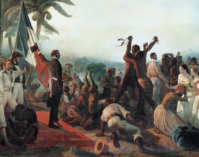 4月23日、フランスの植民地における奴隷制廃止を公布 作： François Auguste Biard
