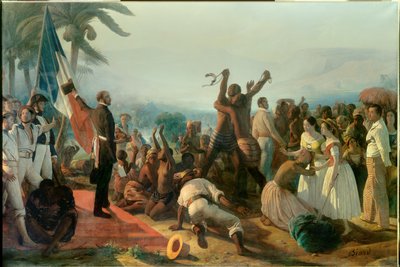 4月23日、フランスの植民地における奴隷制廃止を公布 作： François Auguste Biard
