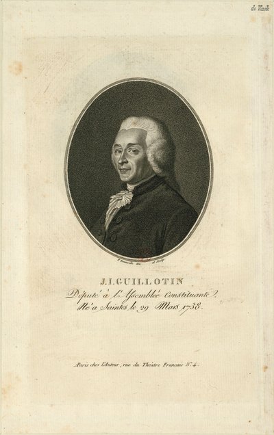 Joseph-Ignace Guillotin 1738-1814の肖像、1796年。 作： Francois Bonneville