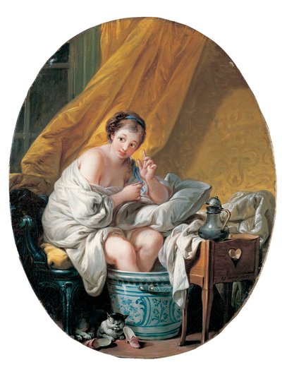 足湯を取っている若い女性 作： François Boucher