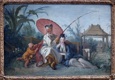 シノワズリ。フランソワ・ブーシェ（1703-1770）のアートワーク（1750年頃、油彩・紙・マルフレ・キャンバス）。アール・フランセ18世紀。ロッテルダム美術館（オランダ）。 作： François Boucher