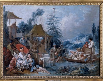 シノワズリ：フランソワ・ブーシェ（1703-1770）の「la peche」の絵 作： François Boucher