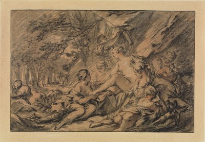 森で休息するダイアナとニンフたち 作： François Boucher