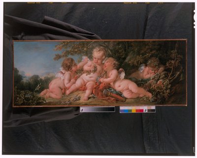 風景の中の4人のプッティ 作： François Boucher