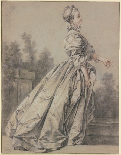 横顔の女性、右へ歩いている 作： François Boucher