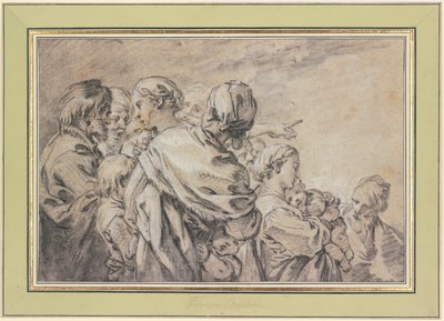 子供連れの男女からなる半身像の群像 作： François Boucher