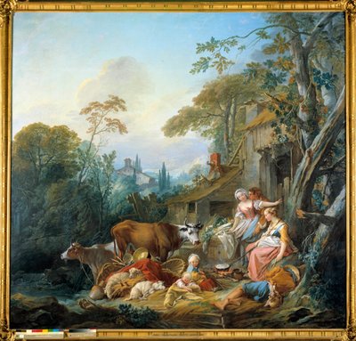 村の幸せ フランソワ・ブーシェ（1703-1770）の絵画 1735年 ミュンヘンバイエリッシェ 作： François Boucher