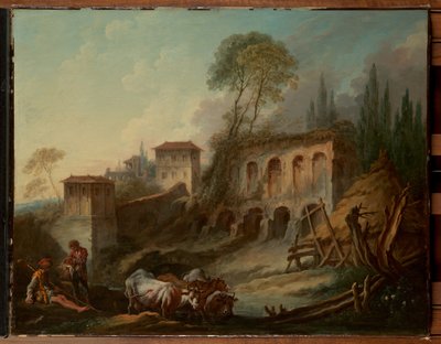 カンポ・ヴァッチーノから望むパラティーノの丘を配した想像の風景 作： François Boucher