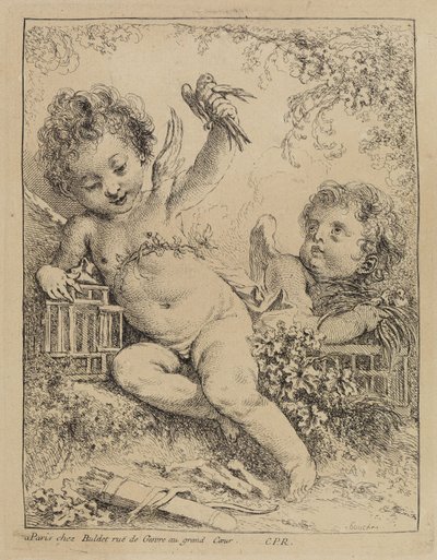 檻に入れられた鳩 作： François Boucher