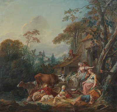 田園の牧歌的な風景 作： François Boucher