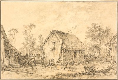素朴なコテージのある風景 作： François Boucher
