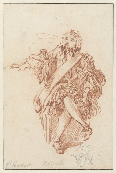 座っているマスカリル 作： François Boucher